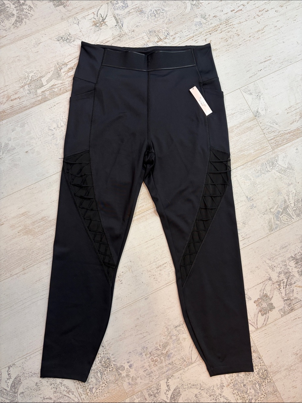 Victorias Secret Black Corset Detail Leggings Size Large